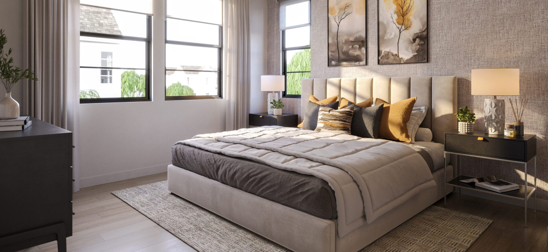 Modern multi-use community space at Encelia rental apartments at Côta Vera