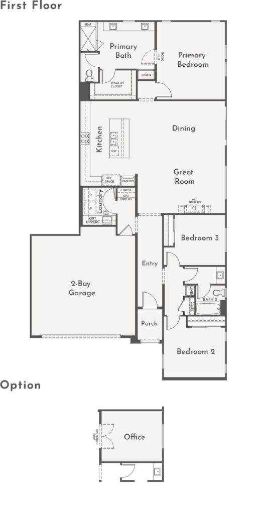 Haddington Plan 3B First Floor floorplan at Côta Vera 55-plus community in Chula Vista, CA
