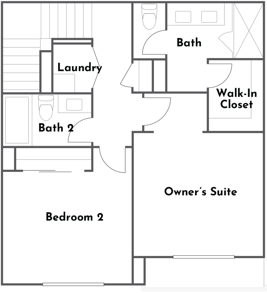 Ciena Plan 1 third floor floorplan at Côta Vera townhomes in Chula Vista, CA