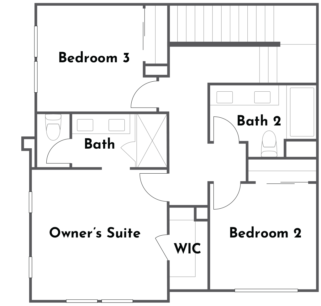 Ciena Plan 2 third floor floorplan at Côta Vera townhomes in Chula Vista, CA