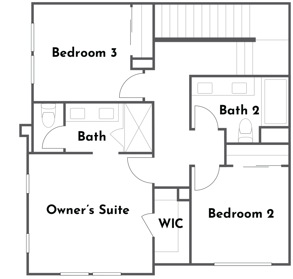 Ciena Plan 2X third floor floorplan at Côta Vera townhomes in Chula Vista