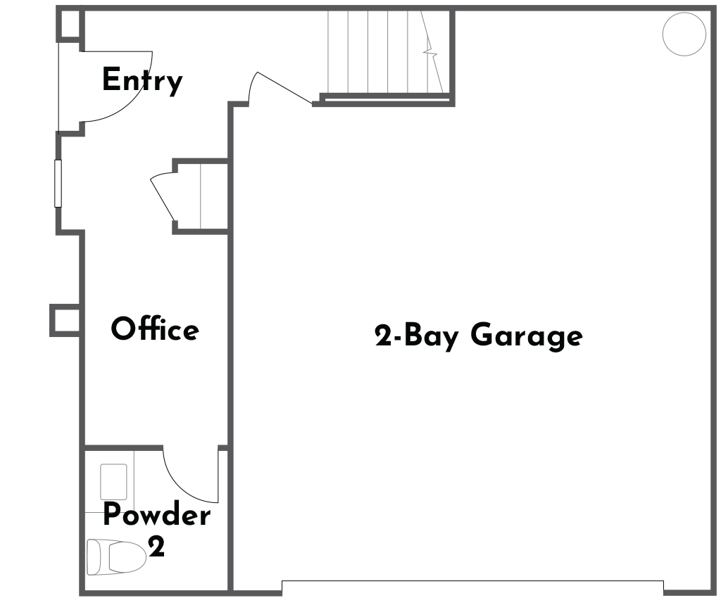 Ciena Plan 2XB first floor floorplan at Côta Vera townhomes in Chula Vista