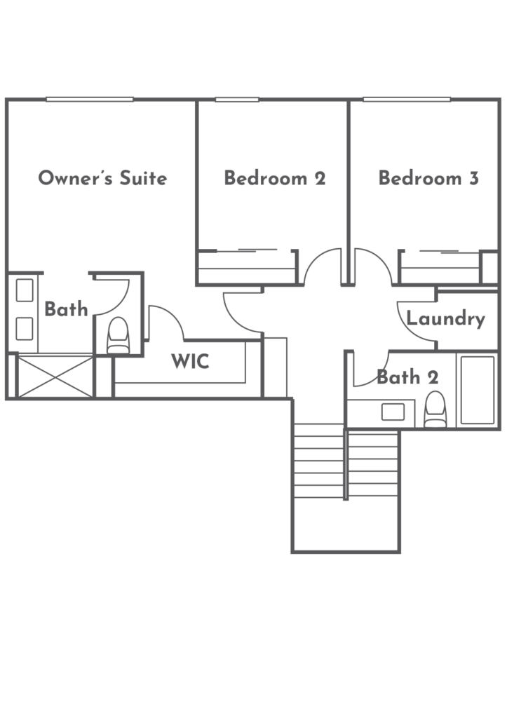Torina Plan 1 third floor floorplan at Côta Vera townhomes in Chula Vista, CA