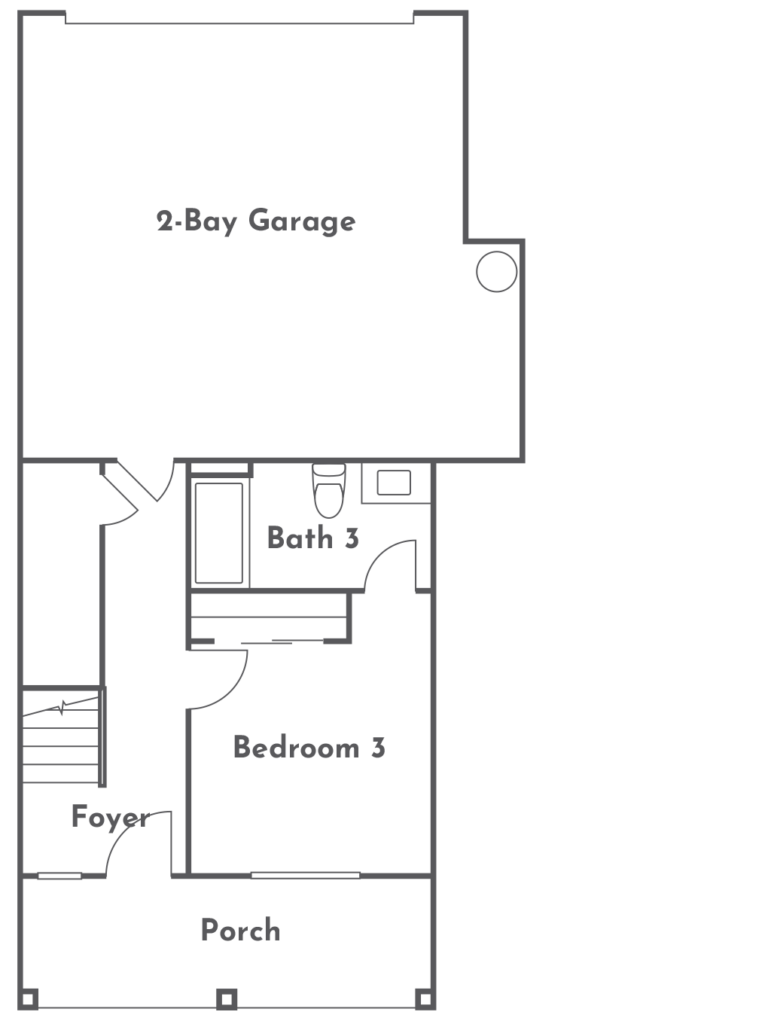 Torina Plan 2X first floor floorplan at Côta Vera townhomes in Chula Vista, CA