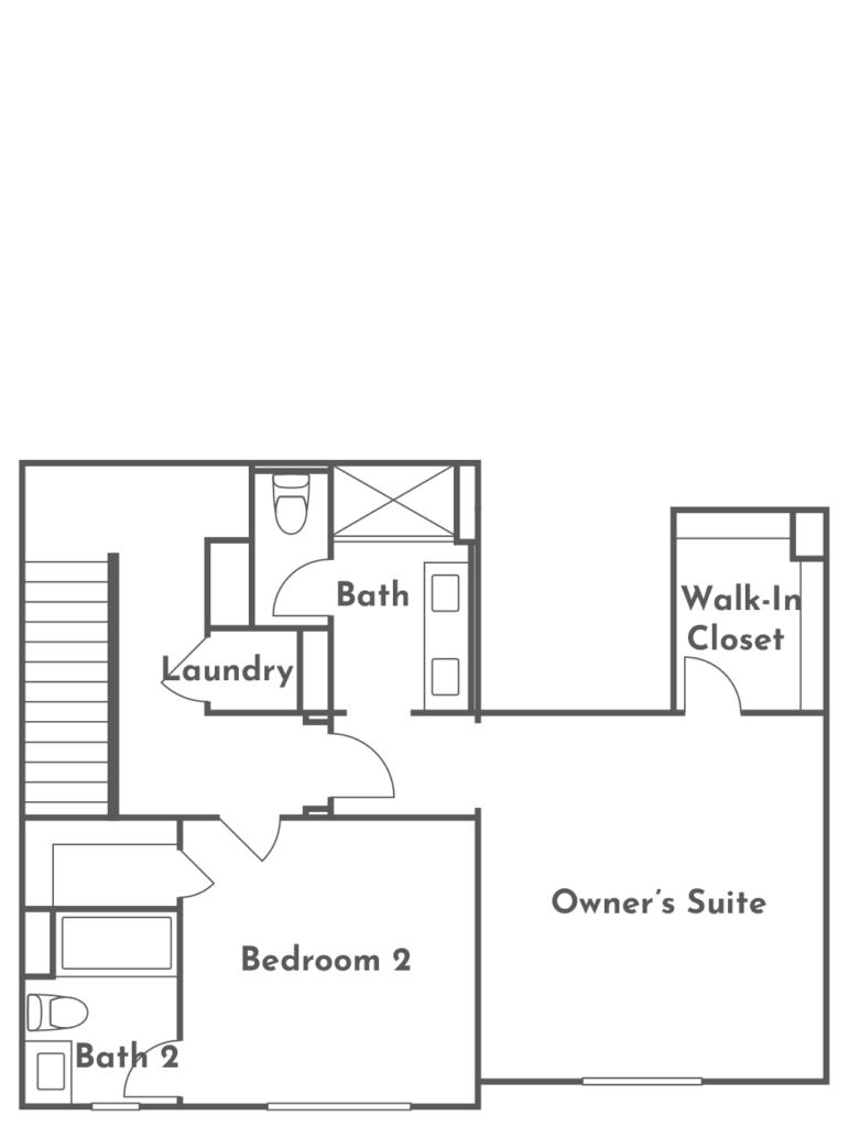 Torina Plan 2X third floor floorplan at Côta Vera townhomes in Chula Vista