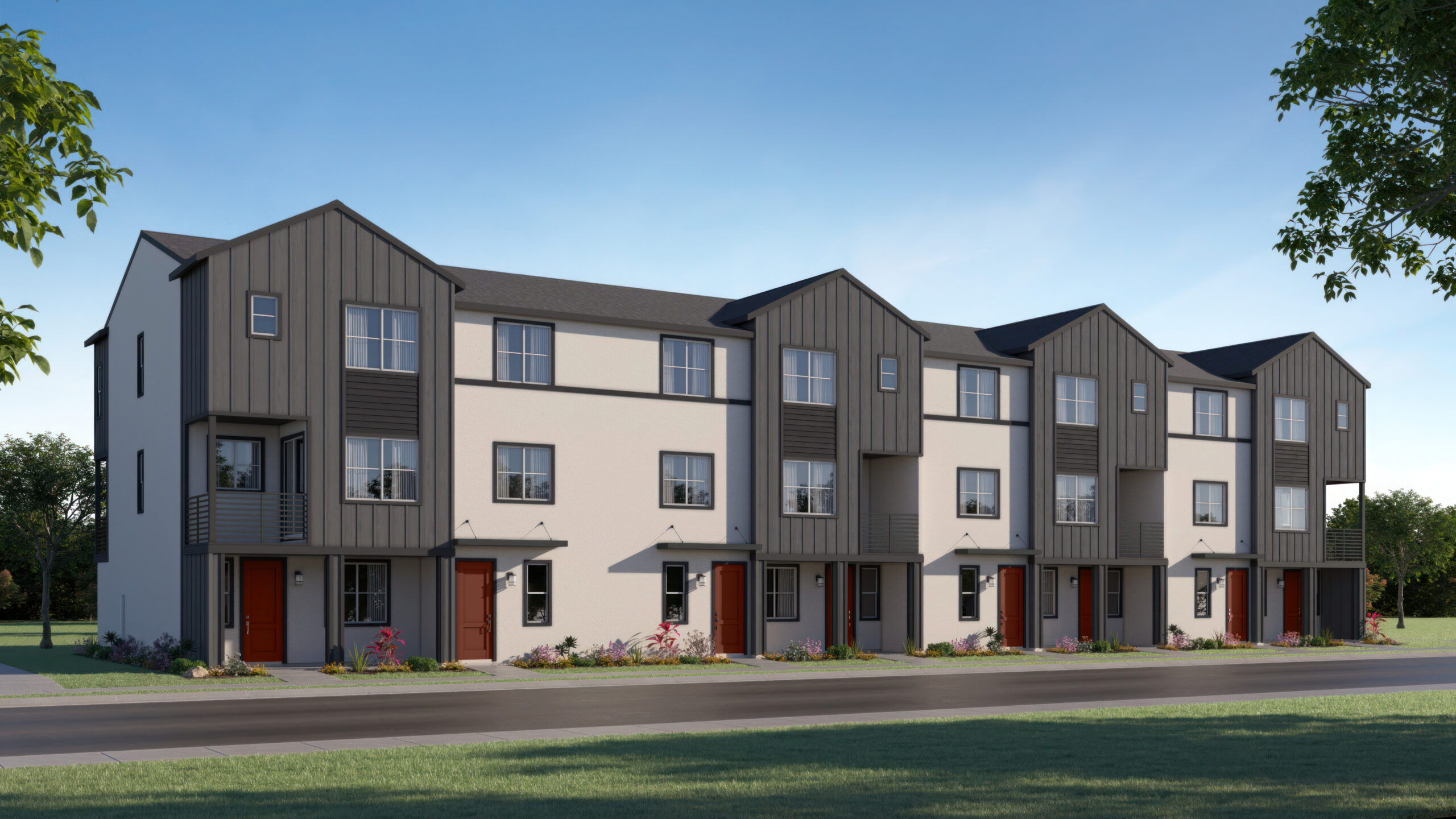 Torina townhomes 8-plex building exterior at Côta Vera in Chula Vista CA