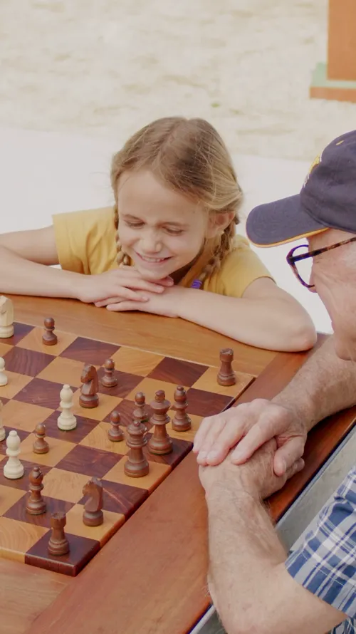 Residents playing chess at Central Square Park, Côta Vera in Chula Vista