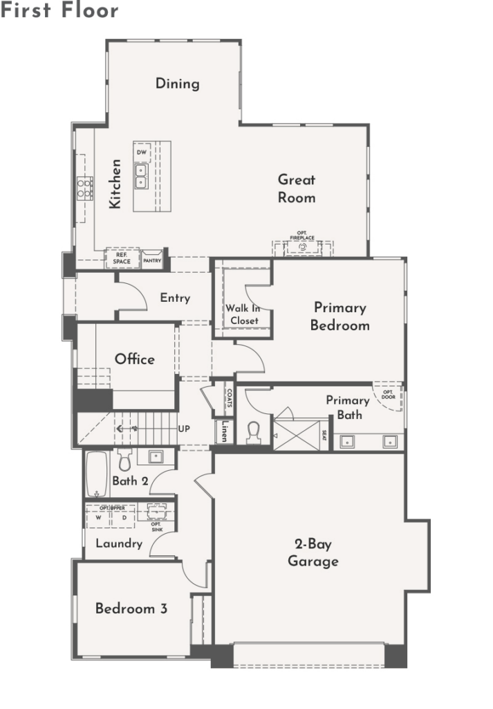 Haddington Plan 3 First Floor floorplan at Côta Vera 55-plus community in Chula Vista, CA