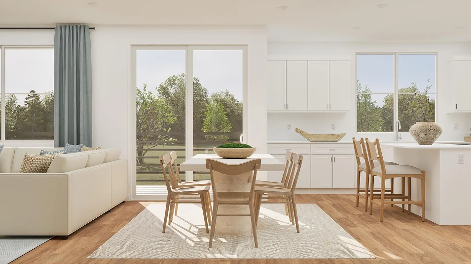 Torina Plan 1 dining room rendering at Côta Vera townhomes in Chula Vista